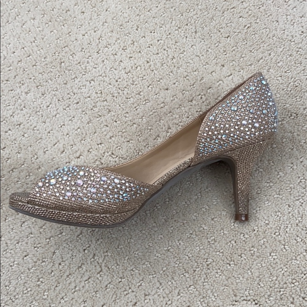 Kelly & Katie open toe sparkly heels